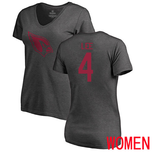 Arizona Cardinals Ash Women Andy Lee One Color NFL Football #4 T Shirt->women nfl jersey->Women Jersey
